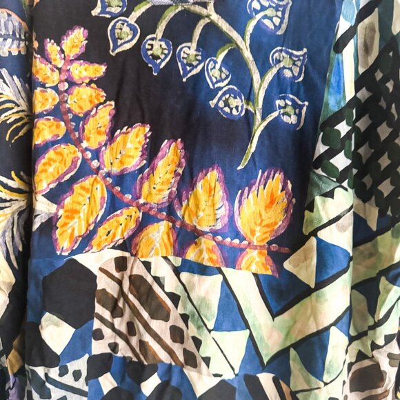 Aldo Martins Floral V Neck Mixed Media Knit Top L - Picture 5 of 7